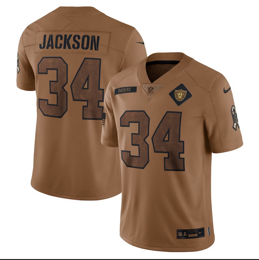 men/women/kids #34 Las Vegas Raiders Bo Jackson 2023 Salute To Service Jersey