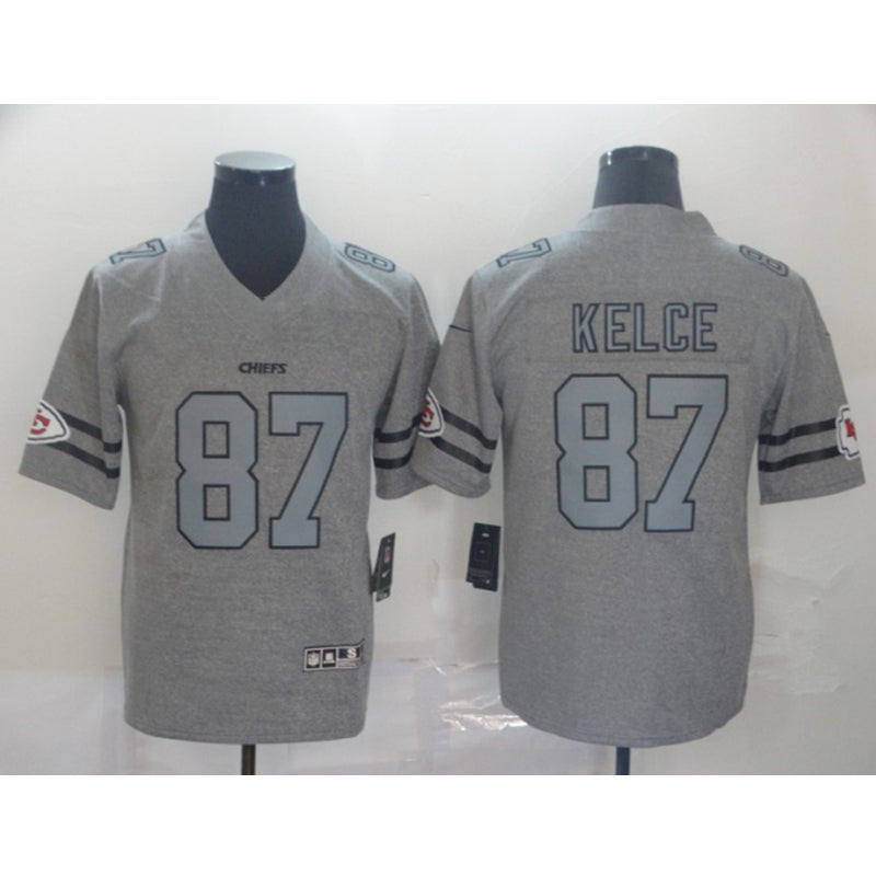 men/women/kids KC.Chiefs Kelce NO.87 Grey Football Jersey