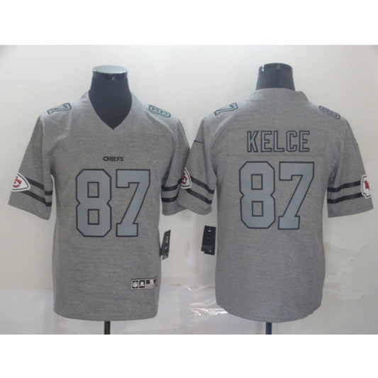 men/women/kids KC.Chiefs Kelce NO.87 Grey Football Jersey
