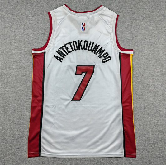Miami Heat Giannis Antetokounmpo #7 swingman basketball jerseys S-2XL white