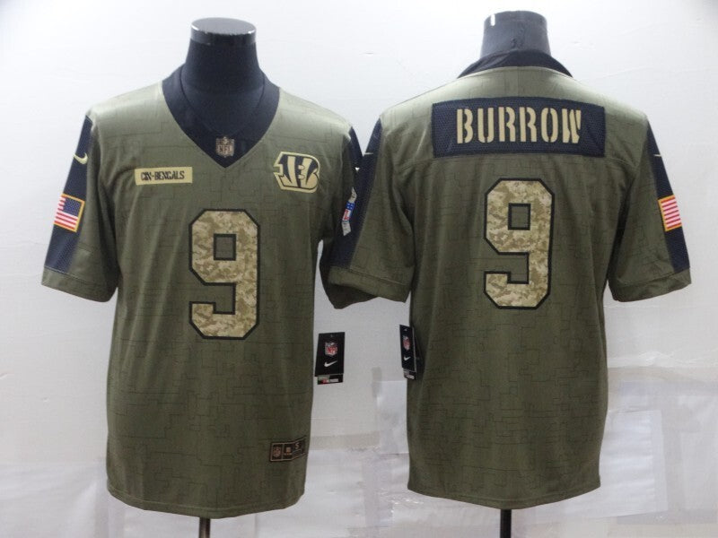 Cincinnati Bengals Joe Burrow NO.9 Salute To Service Football Jerseys