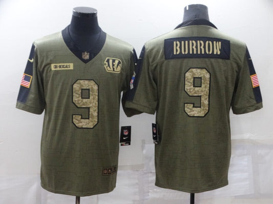 Cincinnati Bengals Joe Burrow NO.9 Salute To Service Football Jerseys