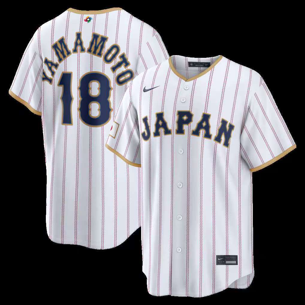 Yoshinobu Yamamoto #18 WBC 2026 Samurai Japan Home Replica Jersey