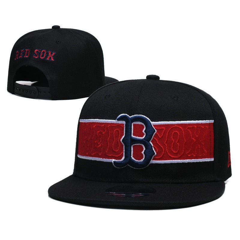 Boston City Baseball B Symbol Flat Snapback & Dad Caps, Unisex Adjustable Game Day Headwear Red Navy White Multi Color Hats