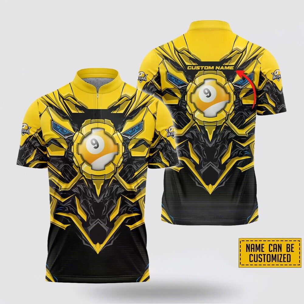 Custom Name and Team Billiards Mechanical Pattern Billiards Jersey Shirt -