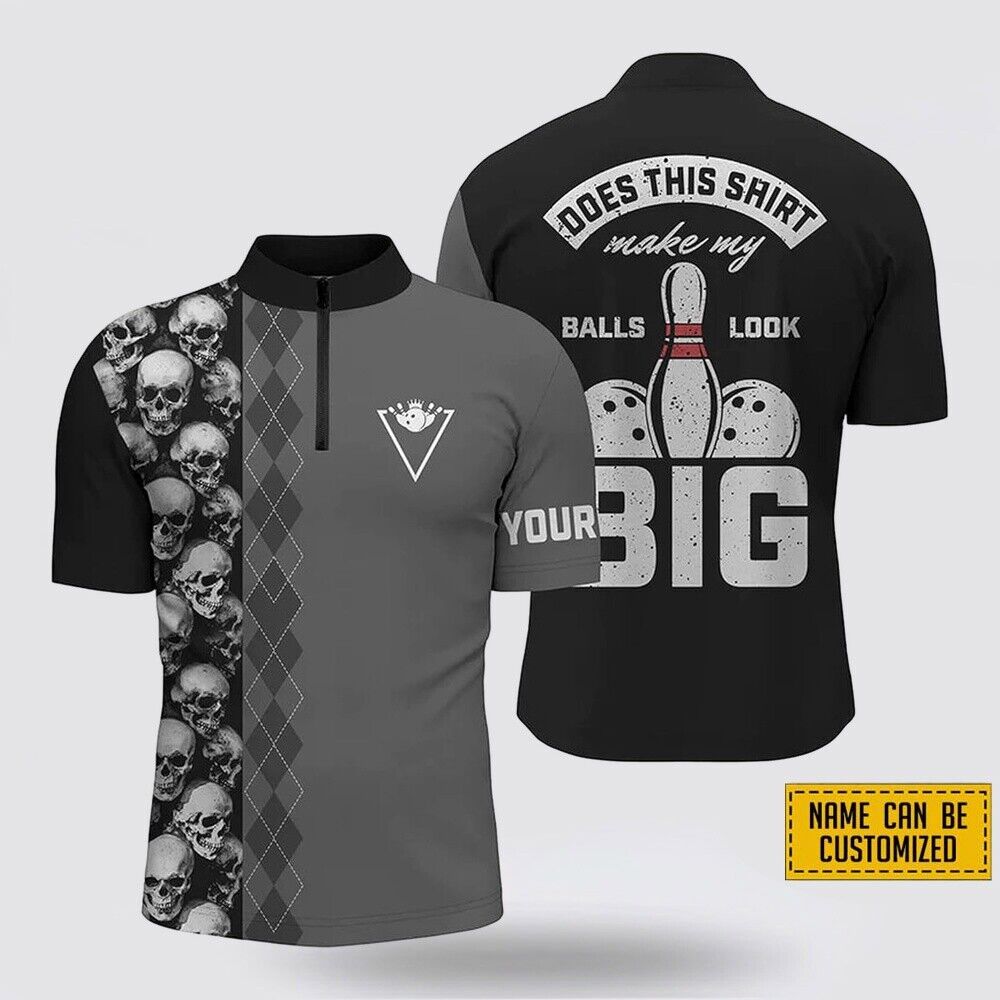 Custom name skull and bowling pattern 3D printed bowling jersey shirt -