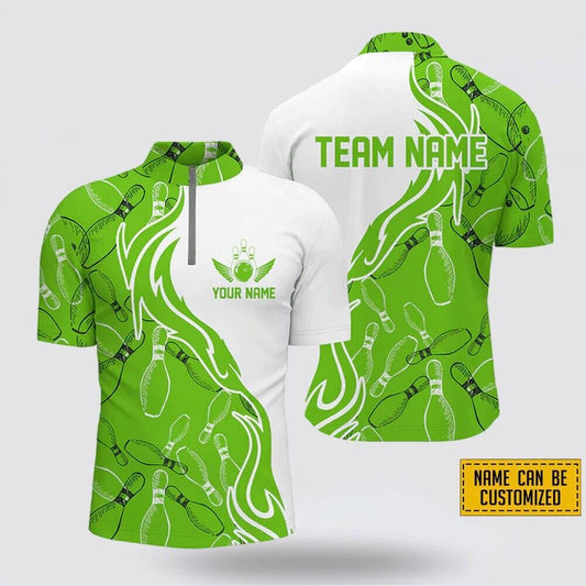Custom Name Green Bowling Pattern Bowling Jersey Shirt Unisex Mother's Day -