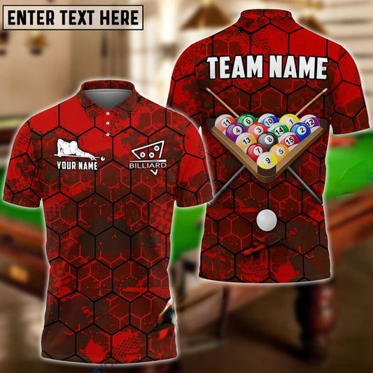 Custom Name, Team, Billiards 8 Grunge Hexagon Unisex, Men's Polo Shirt, Free SHI-