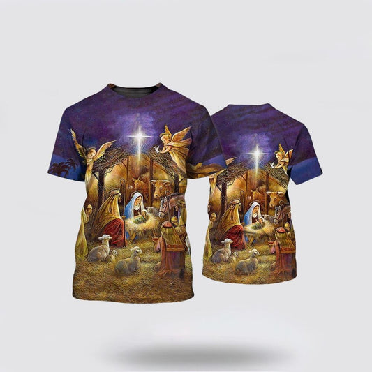 When God Was Born 3D Full Print T-Shirt, Jesus 3D Christian T-Shirt -