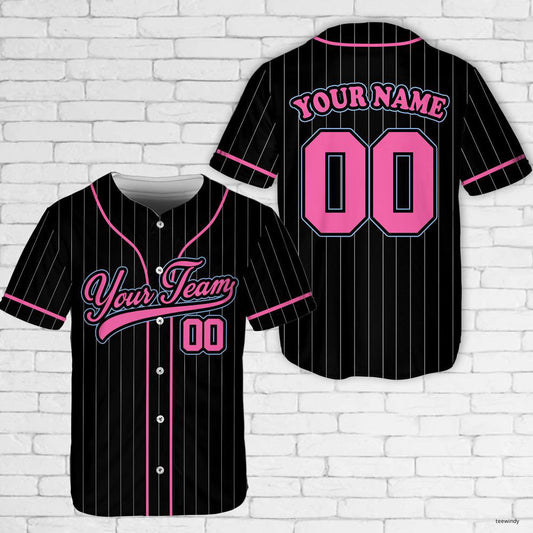 Custom Team Name Number Pinstripe Baseball Jerseys Unisex Striped Baseball Jerseys -