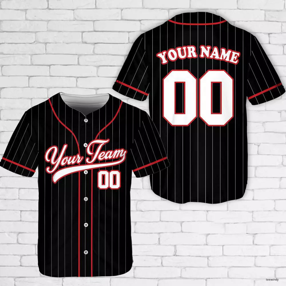 Custom Team Name Number Pinstripe Baseball Jerseys Unisex Striped Baseball Jerseys -