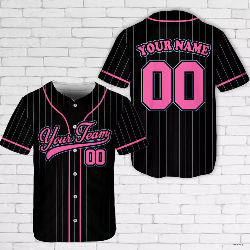Custom Team Name Number Pinstripe Baseball Jerseys Unisex Striped Baseball Jerseys -