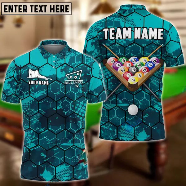Custom Name, Team, Billiards 8 Grunge Hexagon Unisex, Men's Polo Shirt, Free SHI-