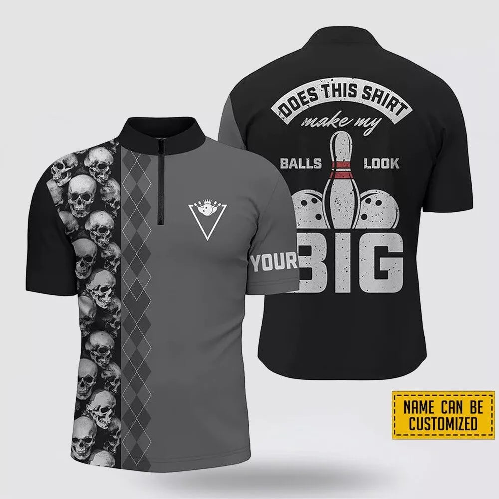 Custom name skull and bowling pattern 3D printed bowling jersey shirt -