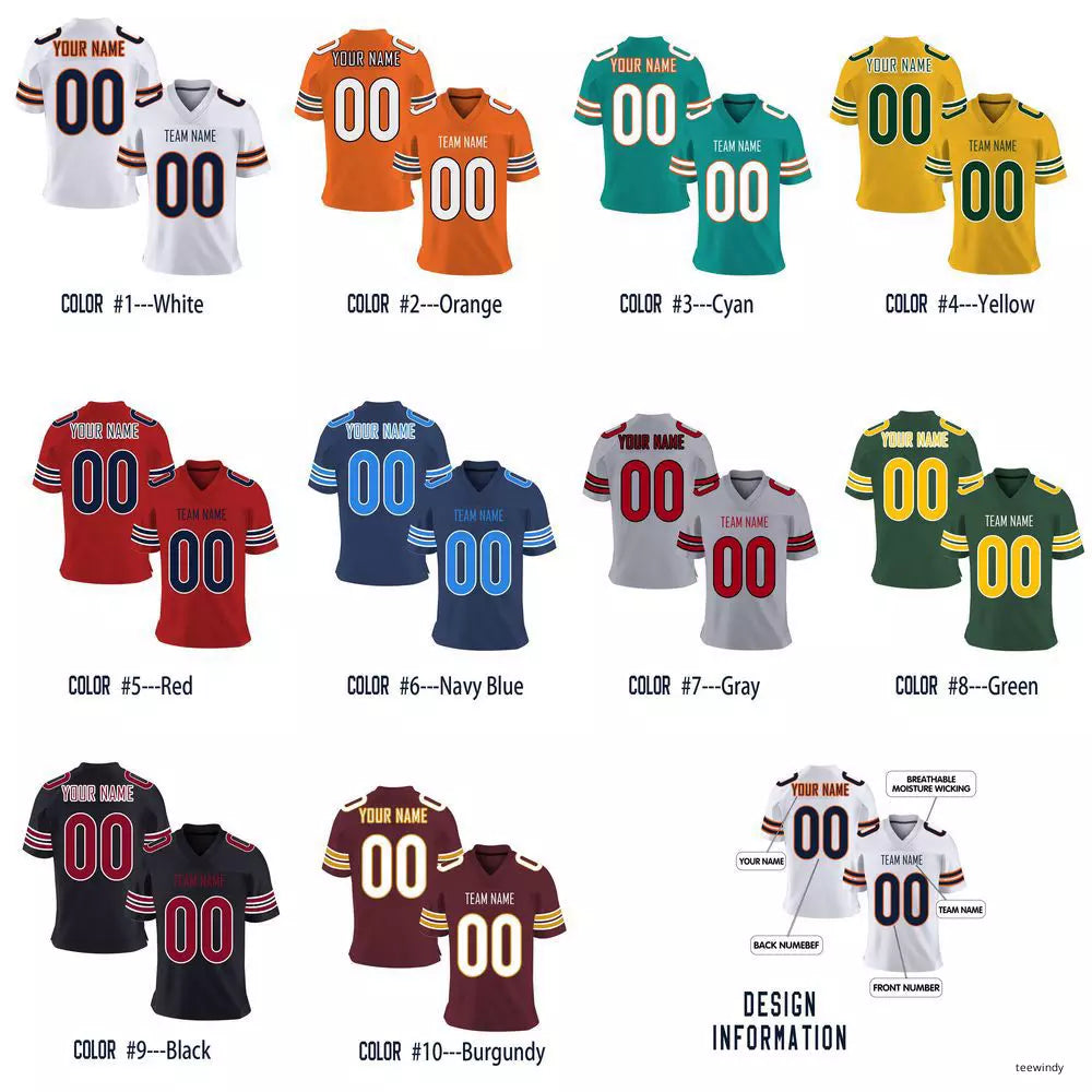 Custom Name Number Football Jersey Personalized Football Team Fan Unisex Jersey
